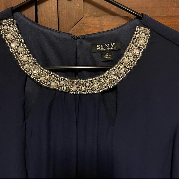 SLNY Midnight Blue Embellished Dress - Picture 4 of 5